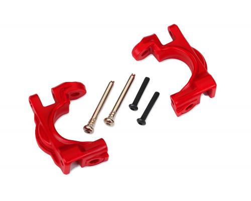 Traxxas TRX9032R Caster blokken (c-hubs), extreem zwaar, rood (links & rechts)/ 3x32mm scharnierpennen (2)/ 3x20mm BCS (