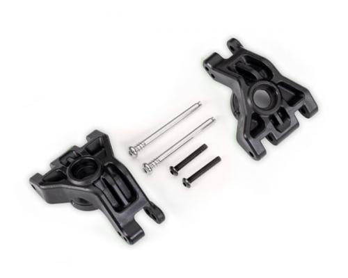 Traxxas TRX9050 Dragers, fusee, achter, extreem zwaar, zwart (links & rechts)/ 3x41mm scharnierpennen (2)/ 3x20mm BCS (2