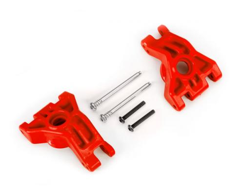 Traxxas TRX9050R Dragers, fusee, achter, extreem zwaar, rood (links & rechts)/ 3x41mm scharnierpennen (2)/ 3x20mm BCS (2