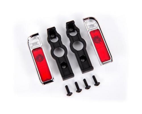 Traxxas TRX9119 Achterlichtbehuizing, chroom (2) / lens (2) / houders (links & rechts) / 2,6x8 BCS (zelftappend) (4)