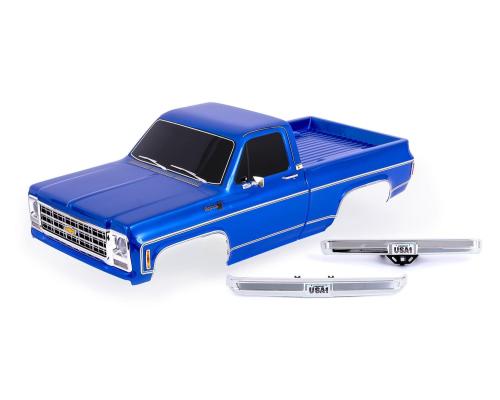 Traxxas TRX9212-BLUE BODY, CHEVROLET K10 TRUCK (1979), COMPLEET, BLAUW (GESCHILDERD, STICKERS AANGEBRACHT)