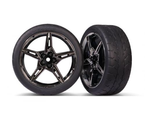 Traxxas TRX9371 Response banden op velg achter 1.9 Split-Spoke zwart / chroom 4-Tec 3.0