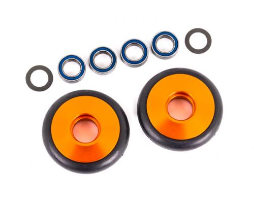 Traxxas TRX9461A Wielen, wheelie bar, 6061-T6 aluminium (oranje geanodiseerd) (2)/ 5x8x2.5mm kogellagers (4)/ o-ringen (