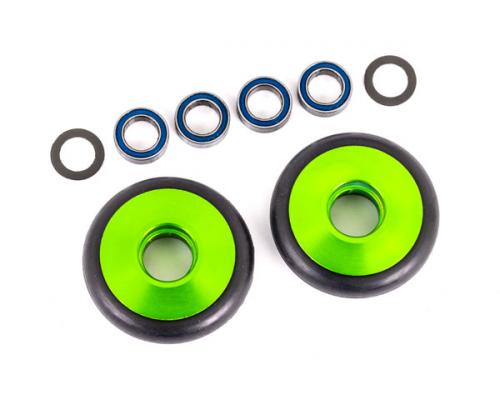 Traxxas TRX9461G Wielen, wheelie bar, 6061-T6 aluminium (groen geanodiseerd) (2)/ 5x8x2.5mm kogellagers (4)/ o-ringen (2