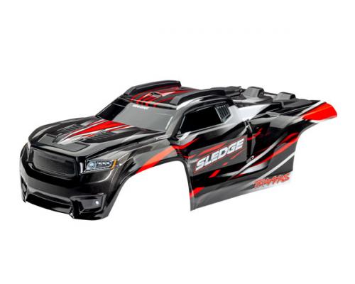 Traxxas TRX9511R Body, sledge, rood / raam, grille, stickervel voor lichten (gemonteerd met bodysteunen voor en achter e