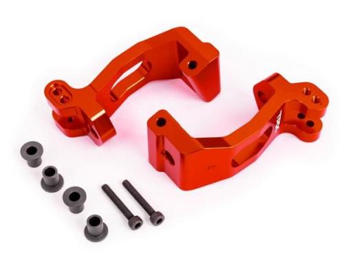 Traxxas TRX9532R Casterblokken (C-hubs), 6061-T6 aluminium (rood titanium-geanodiseerd), links en rechts / kingpin-busse