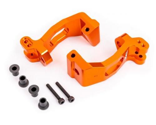 Traxxas TRX9532T Casterblokken (C-hubs), 6061-T6 aluminium (oranje titanium-geanodiseerd), links en rechts / kingpin-bus