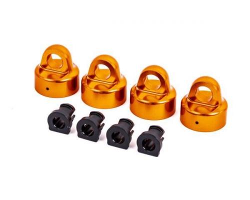 Traxxas TRX9664T Schokbreker kappen, aluminium (oranje geanodiseerd), GTX schokbrekers (4)/ spacers (4) (voor Sledge)