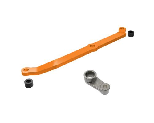 Traxxas TRX9748-ORNG Stuurstang, 6061-T6 aluminium (oranje-geanodiseerd)/ servohoorn, metaal/ afstandhouders (2)/ 3x6mm