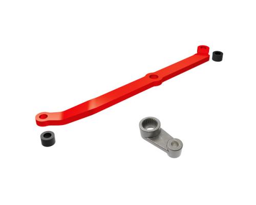 Traxxas TRX9748-RED Stuurstang, 6061-T6 aluminium (rood geanodiseerd)/ servohoorn, metaal/ afstandhouders (2)/ 3x6mm CCS