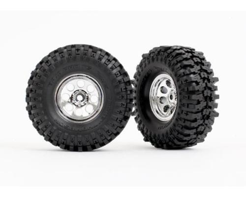 Traxxas TRX9873 BANDEN EN WIELEN, GEMONTEERD (CHROOM 1,0\' WIELEN, MICKEY THOMPSON BAJA PRO XS 2,4X1,0\' BANDEN) (2)