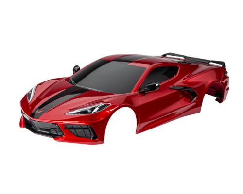 Traxxas TRX9311R Body, Chevrolet Corvette Stingray, compleet (rood) (gelakt, stickers aangebracht) (inclusief zijspiegel