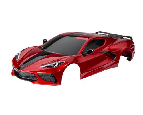 Traxxas TRX9311R Body, Chevrolet Corvette Stingray, compleet (rood) (gelakt, stickers aangebracht) (inclusief zijspiegel