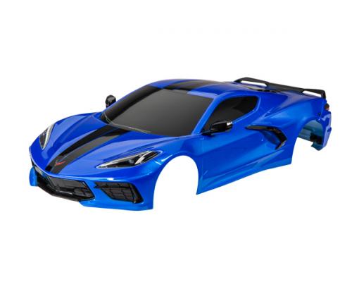 Traxxas TRX9311X Body, Chevrolet Corvette Stingray, compleet (blauw) (gelakt, stickers aangebracht) (inclusief zijspiege