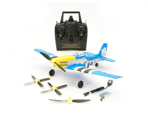 Volantex P-51D MUSTANG V2 Blauw 400mm 4-kanaals elektro vliegtuig met gyroscoop RTF (Versie 2024)