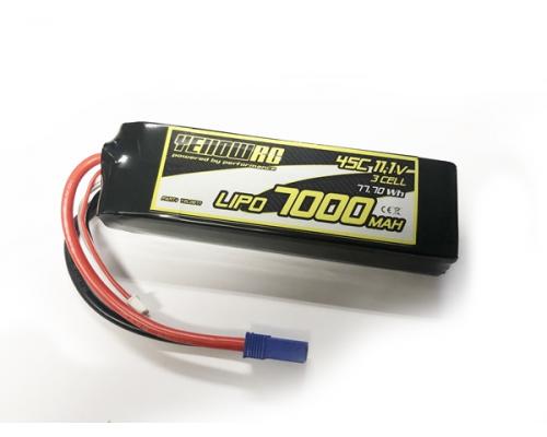 7000mAh 11.1V 3S 45C/90C EC5 Plug fits most 1/8 cars Yellow RC LiPo