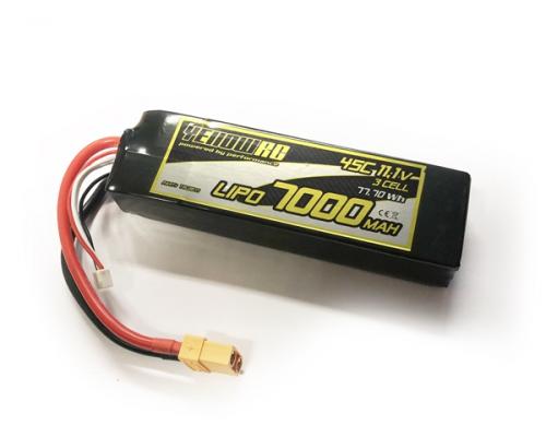 7000mAh 11.1V 3S 45C/90C XT90 Plug fits most 1/8 cars Yellow RC LiPo