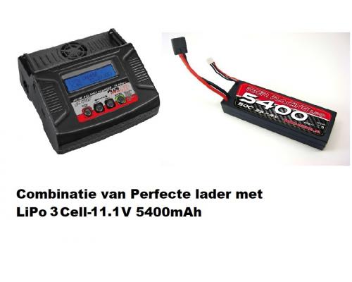 Combinatie van RC-Plus lader met RCR-accu 5400mAh 3-Cell 11.1V