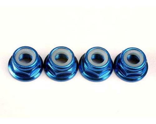 Traxxas TRX4147X Moeren 5mm flens nylon locking (aluminium, blau